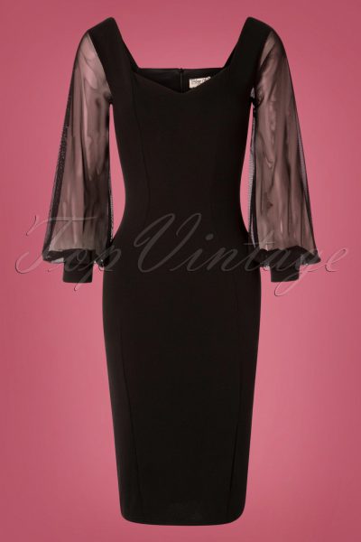 50s Felicity Pencil Dress in Black