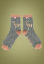 60s Jumper Stag Socks in Pink and Grey