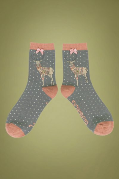 60s Jumper Stag Socks in Pink and Grey
