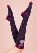 60s Winter Westie Knee Socks in Purple