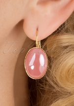 60s Goldplated Oval Earrings in Bubblegum Pink
