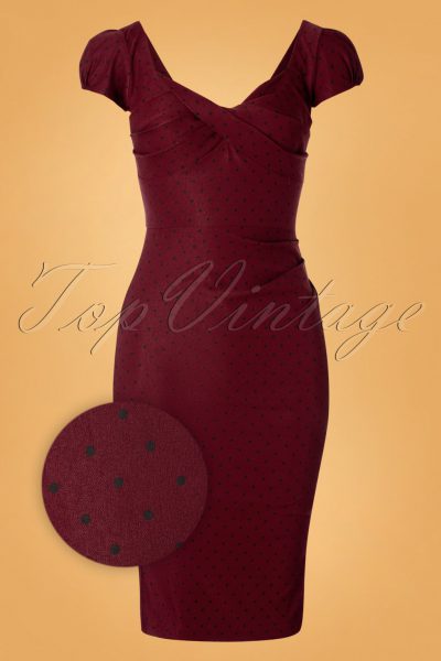 50s Billion Dollar Polkadots Dress in Burgundy