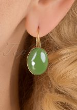 60s Goldplated Oval Earrings in Meadow Green