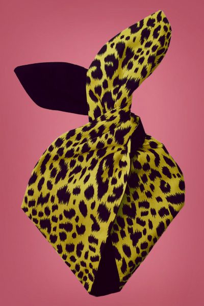 50s Leopard Spots Hair Scarf in Yellow