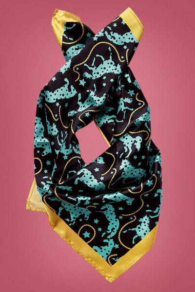 60s Horse Scarf in Black and Yellow
