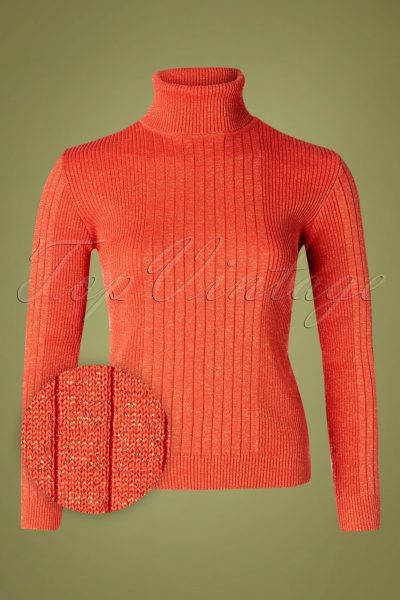 60s Let's Roll Knit Jumper in Coral Red Lurex