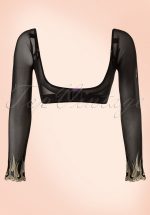 Helene Long Gold Cuff Mesh Sleeves in Black