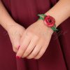 70s Primrose Leather Bracelet in Red and Green