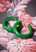 TopVintage Exclusive ~ 40s Forest Heavy Carve Hoop Earrings in Green