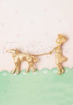 50s Javan Lady and Dog Brooch in Gold