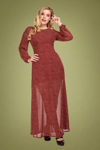 70s Mariana Polkadot Maxi Dress in Red