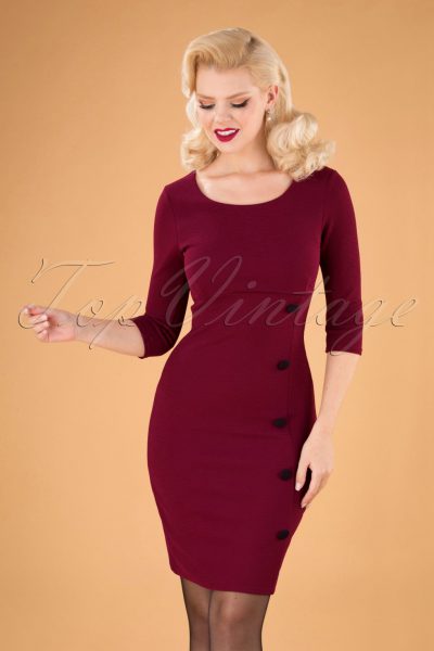 50s Winona Pencil Dress in Wine