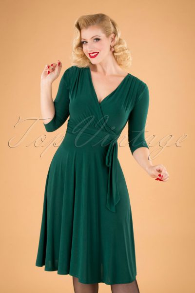 50s Cassandra Midi Dress in Green