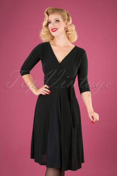 50s Cassandra Midi Dress in Black