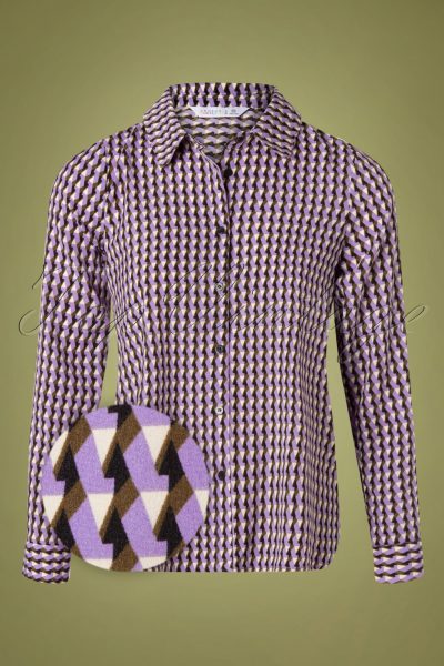 60s Camisa Retro Blouse in Purple