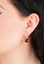 50s Cushion Cut Stone Earrings in Ruby Red