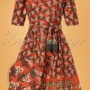 50s Evelyn Cabaret Swing Dress in Rust