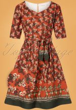 50s Evelyn Cabaret Swing Dress in Rust