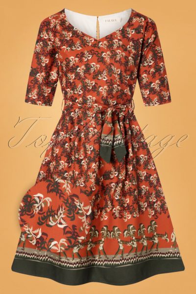 50s Evelyn Cabaret Swing Dress in Rust