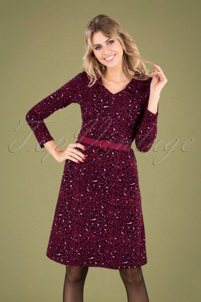 60s Vintage Moments Dress in Leopard Red