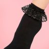 50s Cute Ruffle Lace Bobby Socks in Black