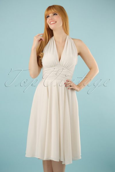 50s Monroe Dress in Ivory White