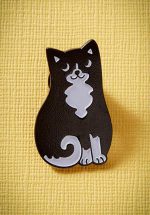 60s Black and White Cat Enamel Pin