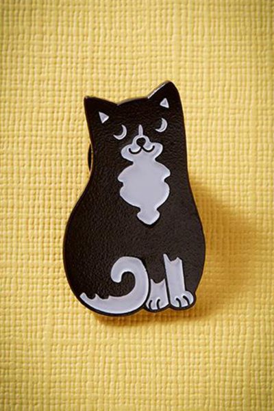 60s Black and White Cat Enamel Pin