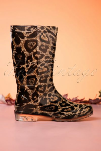 60s Wild Leopard Rain Boots