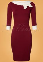 50s Dreamboat Dollie Wiggle Dress in Burgundy