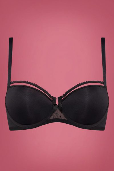 Peekaboo Plunge Balconette Bra in Black