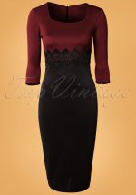 50s Scarlet Lace Dress in Burgundy and Black