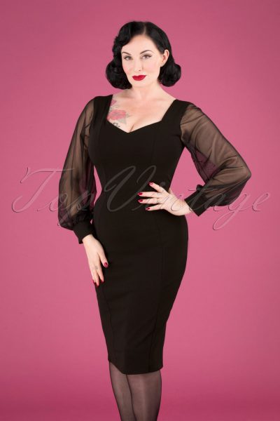 50s Felicity Pencil Dress in Black