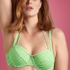 50s Holi Vintage Balcony Bikini Top in Green and Ecru