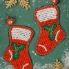 50s Christmas Stocking Earrings in Red
