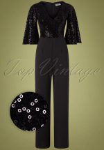 70s Courtney Sequin Jumpsuit in Black