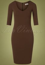 50s Kinsley Pencil Dress in Rocky Road Brown