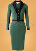 50s Fayre Gia Suit Wiggle Pencil Dress in Emerald