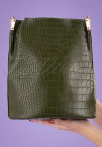 70s Gallio Croco Bucket Bag in Green