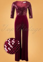 70s Sigourney Sequin Velvet Jumpsuit in Wine