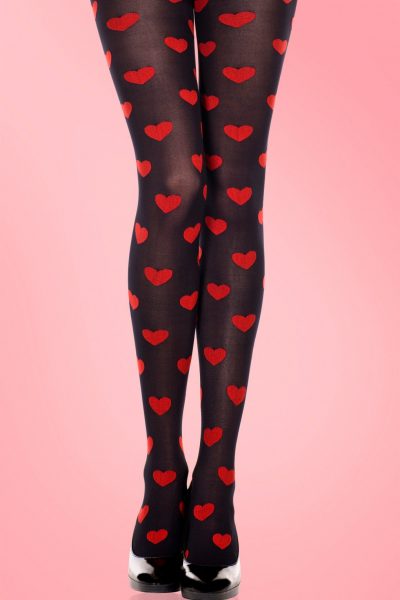 Lovely Hearts Tights in Black