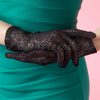 50s Rosy Romantic Black Lace Gloves
