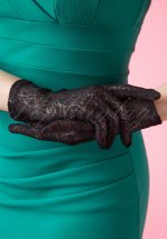 50s Rosy Romantic Black Lace Gloves