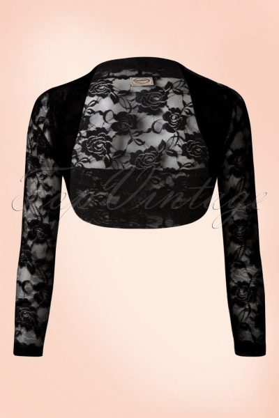 50s Lace Rose Bolero in Black