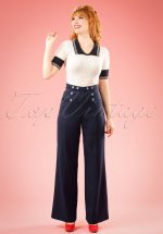 40s Stay Awhile Trousers in Navy