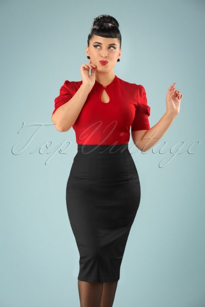 50s Fiona Pencil Skirt in Black