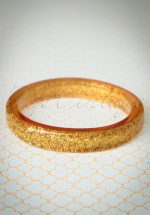 TopVintage Exclusive ~ 20s Fedora Midi Glitter Bangle in Pale Gold