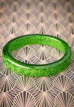 TopVintage Exclusive ~ 20s Fedora Midi Glitter Bangle in Leaf Green