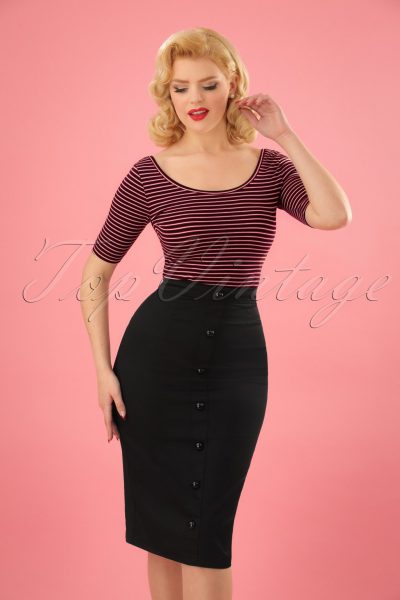 50s Bettina Pencil Skirt in Black