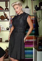 50s Bridget Polkadot Bombshell Dress in Black